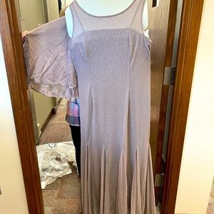 Mothers dress tan or khakis with shiny glitter beautiful dress does have shawl